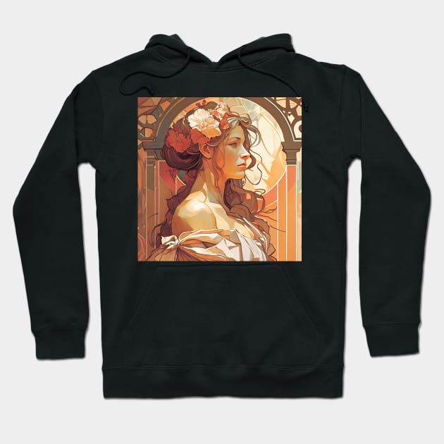 Alphonse Mucha Style Portrait of a Beautiful Woman Hoodie by Danielleroyer